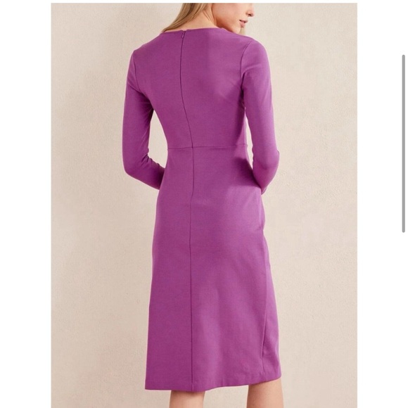 Boden Ruched Front Column Long Sleeve Midi Dress in Fuschia - Picture 8 of 8